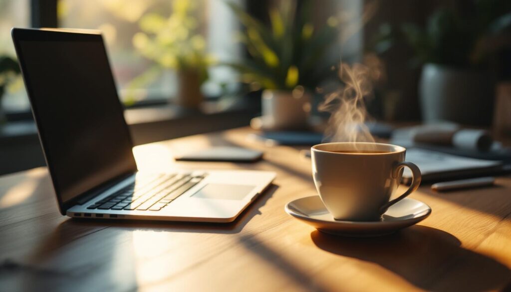 A photograph of a serene and inviting workspace