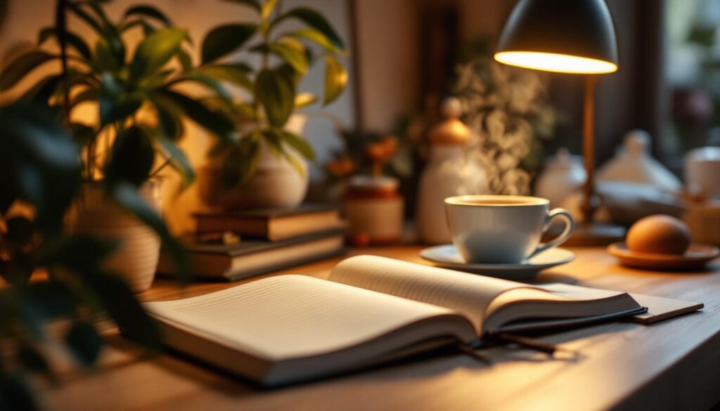 A photograph of a serene and inviting workspace