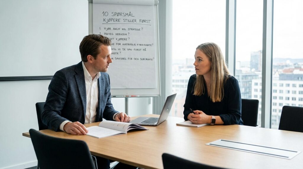Lær hvordan du lykkes med salg av bedrift: 10 spørsmål kjøpere stiller først – forbered svarene for å sikre høyere verdsettelse og unngå at salget stopper opp.