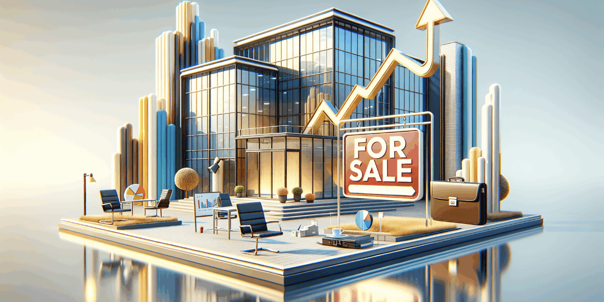 illustrasjon av bygninger til salgs og etterspørselen er høy