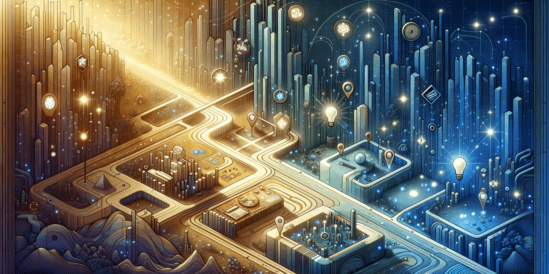 Illustrasjon av et bylandskap