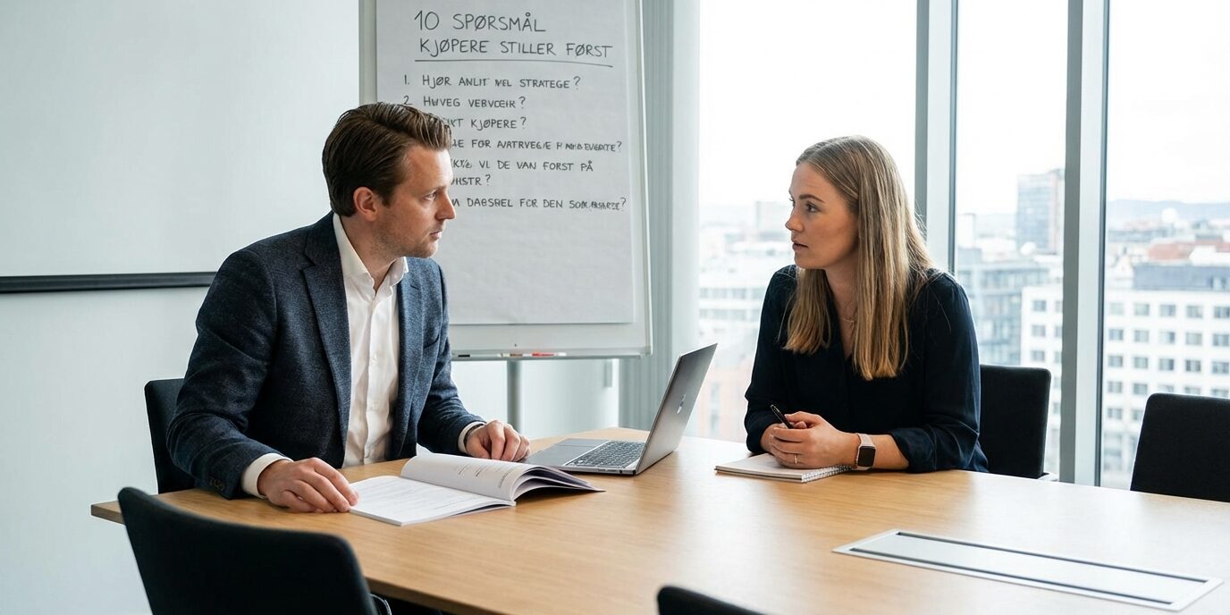 Lær hvordan du lykkes med salg av bedrift: 10 spørsmål kjøpere stiller først – forbered svarene for å sikre høyere verdsettelse og unngå at salget stopper opp.