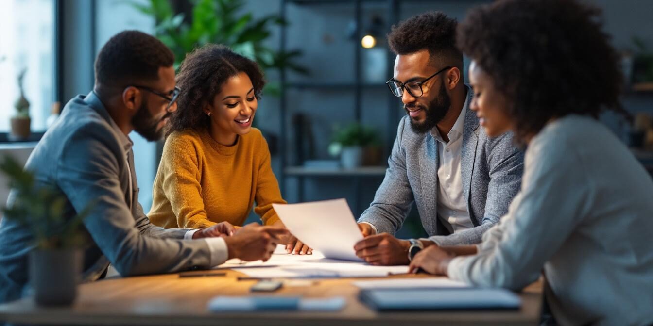 A photograph of a professional-looking business meeting or consultation scene